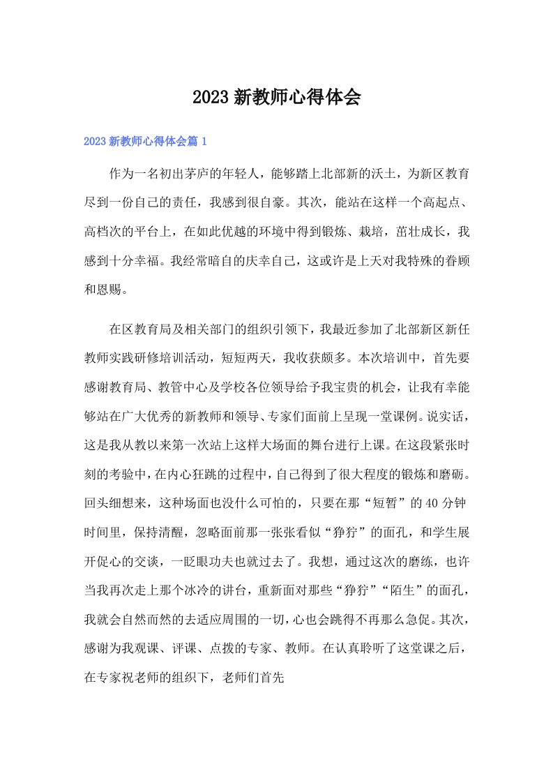 2023新教师心得体会