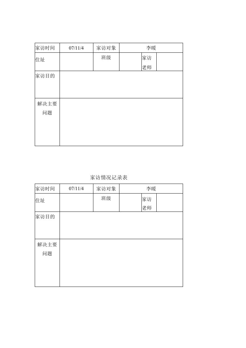 幼儿园常用表格-（幼儿园家访记录表格）附-日常工作管理及绩效考核细则