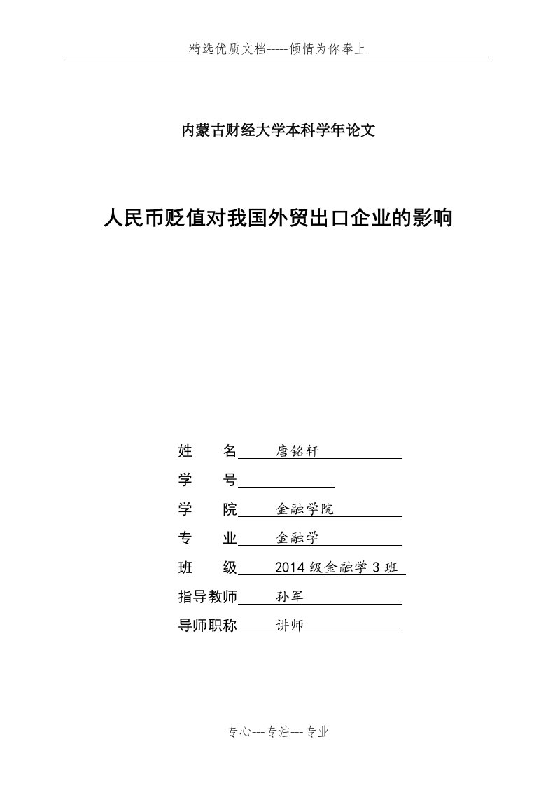 人民币贬值对我国外贸出口企业的影响(共13页)