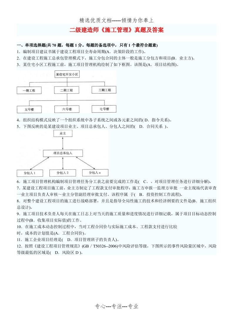 二级建造师《施工管理》真题及答案(共6页)