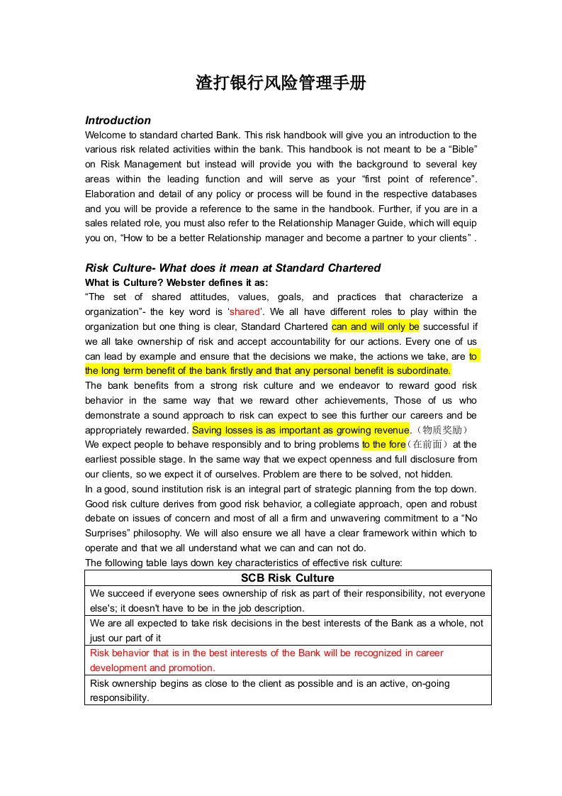 渣打银行风险管理手册英文版