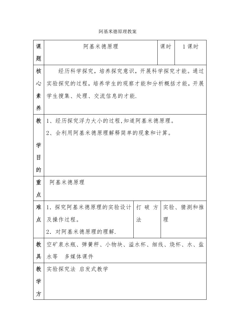 阿基米德原理教案