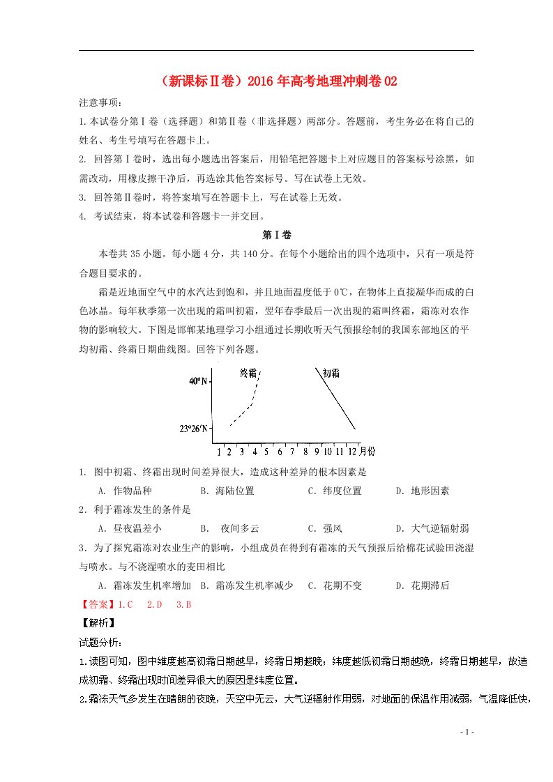 高考地理冲刺卷022