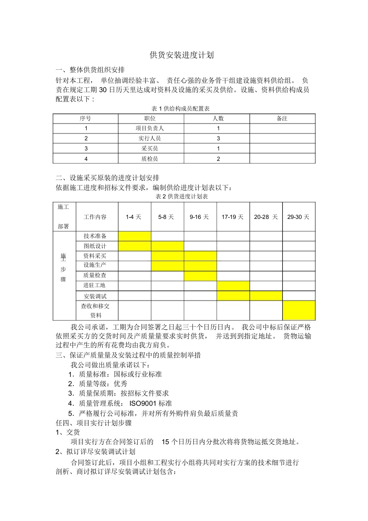 供货安装进度计划