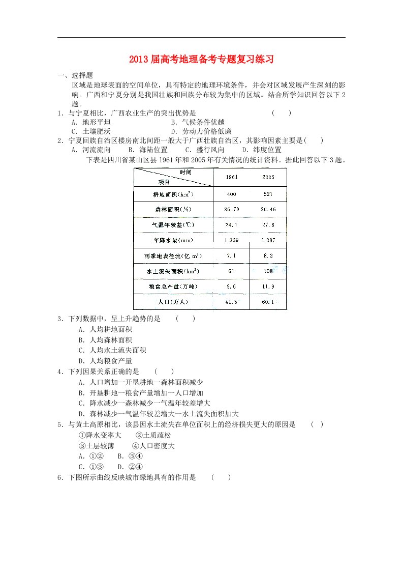 高考地理备考专题复习练习8