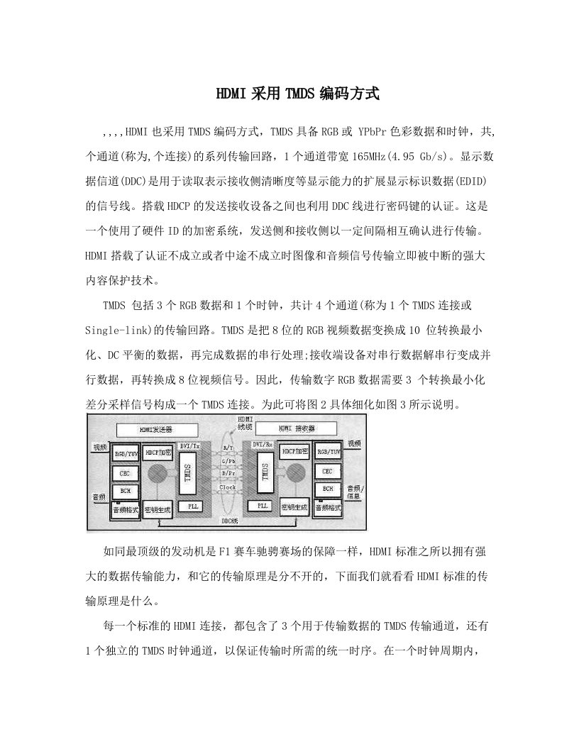 hdmi采用tmds编码方式