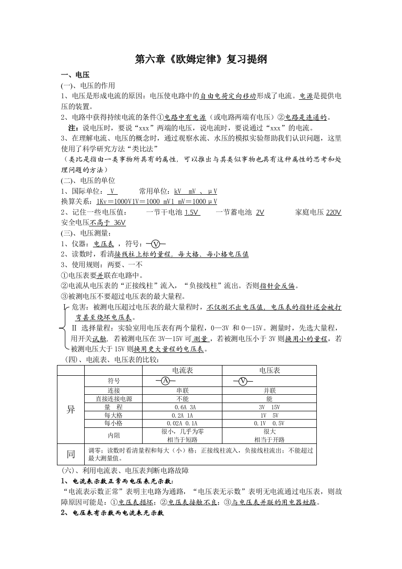 欧姆定律全国通用山西