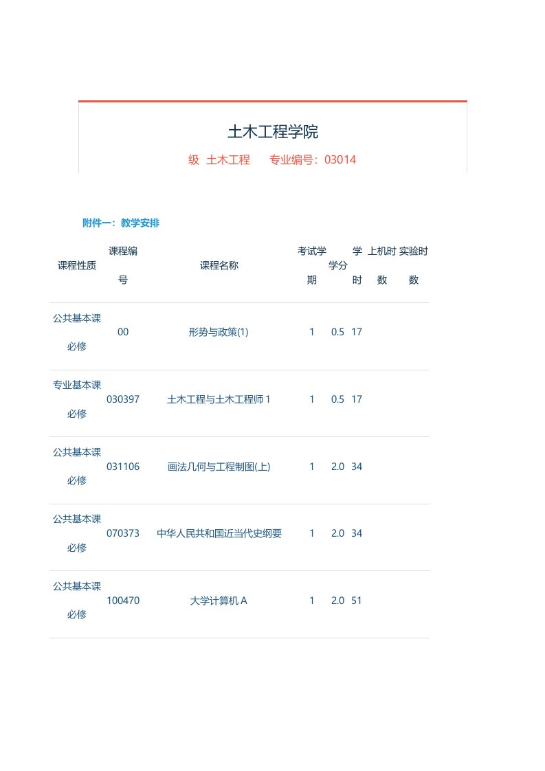 同济大学土木工程学院培养方案