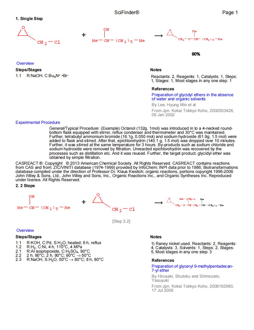 环氧氯丙烷和大位阻脂肪醇之间的合成反应reaction____［精品pdf］