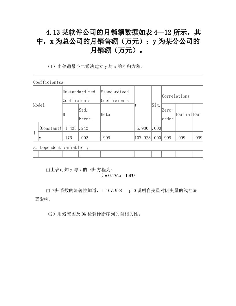 应用回归分析课后习题第4章第13题