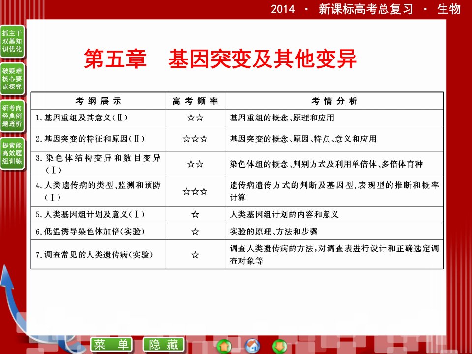 014届新课标高考生物总复习配套：2-5-1基因突变和基因重组课件