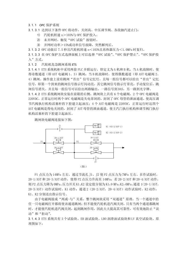 汽机OPC与ETS动作简介