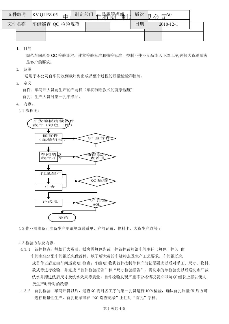 车缝检验标准