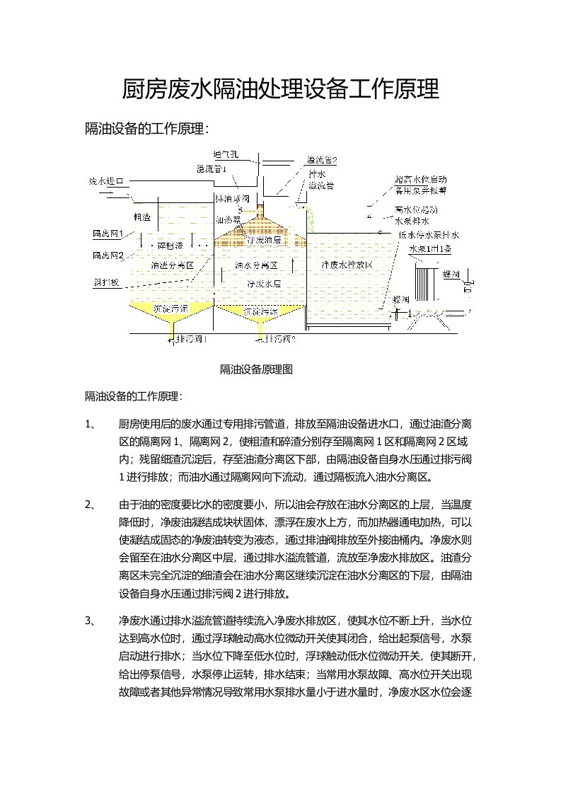 隔油设备工作原理