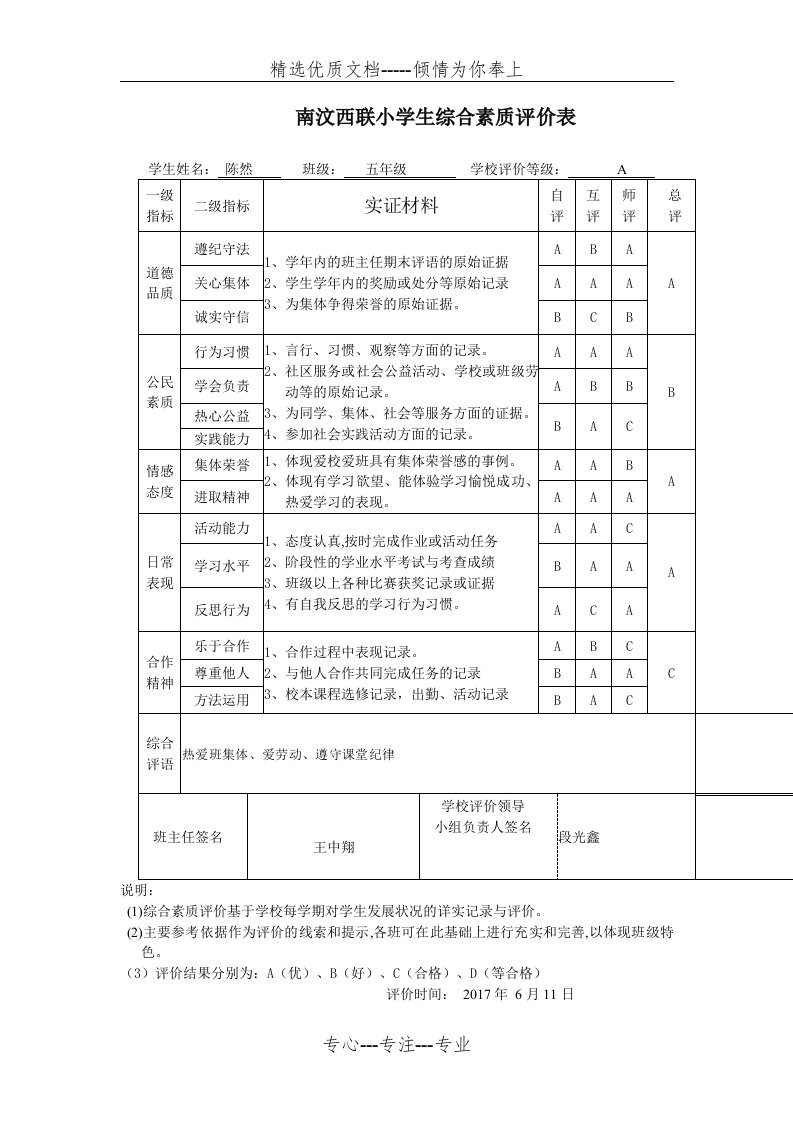 小学学生综合素质评价表(共46页)