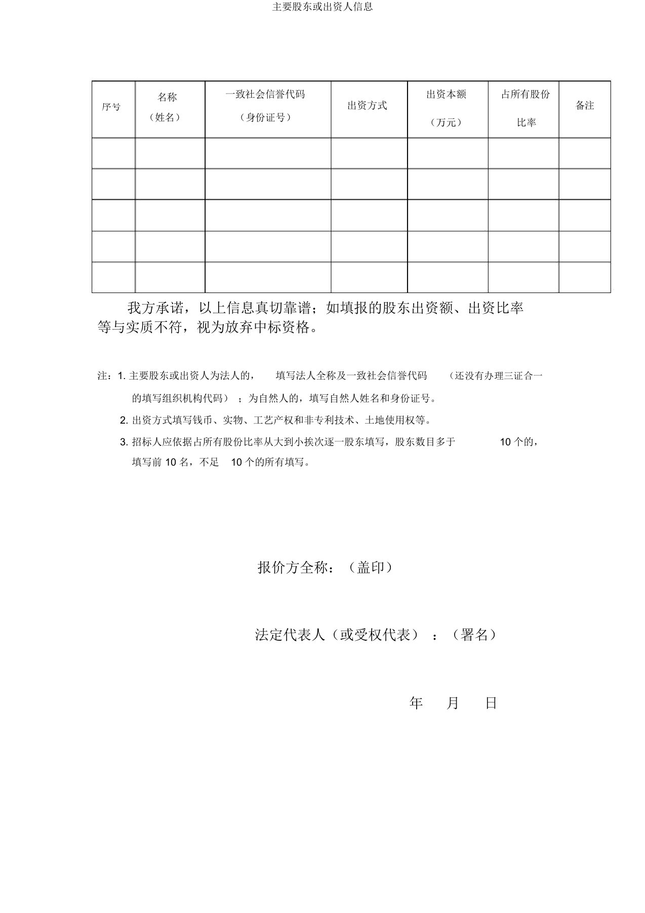 主要股东或出资人信息