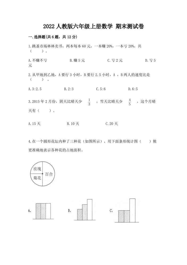 2022人教版六年级上册数学