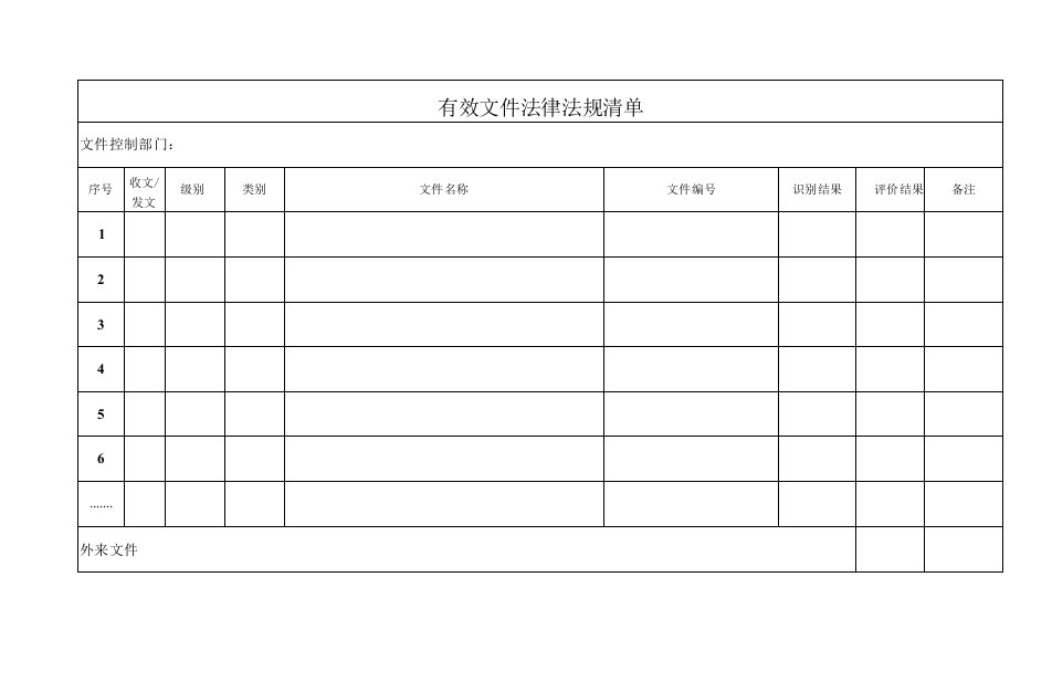 有效文件法律法规清单