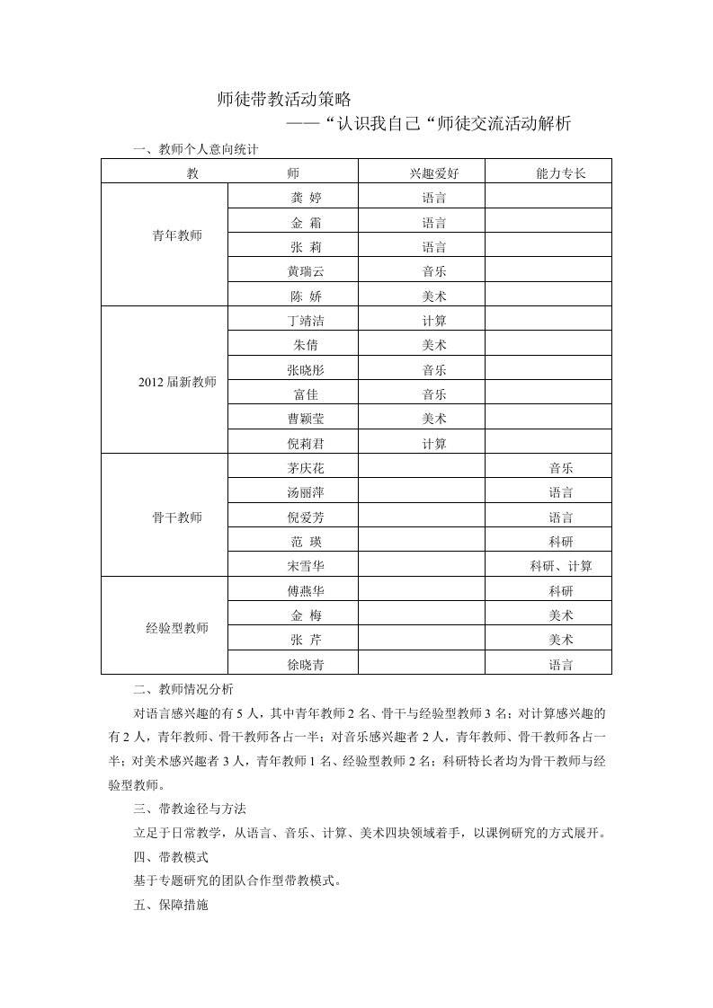 师徒带教活动策略