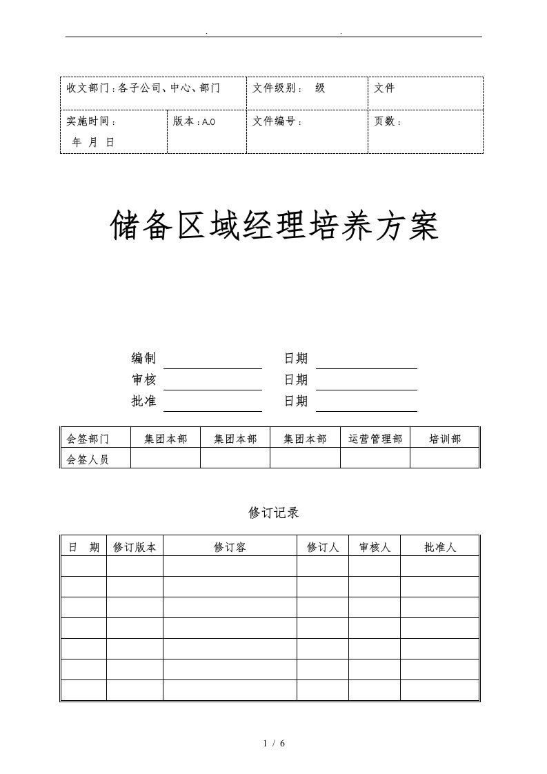 储备区域经理培养方案说明