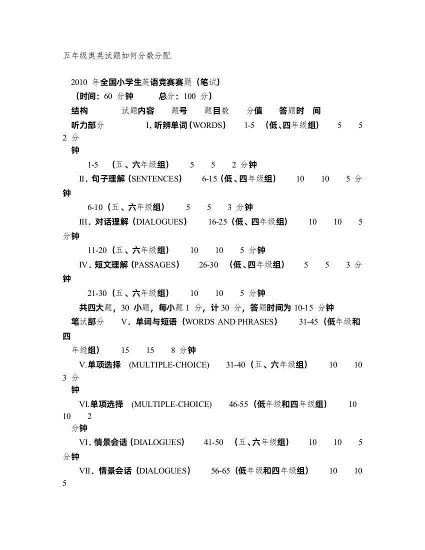 五年级奥英分数分配