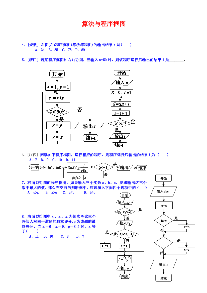 高考试题精选-算法框图