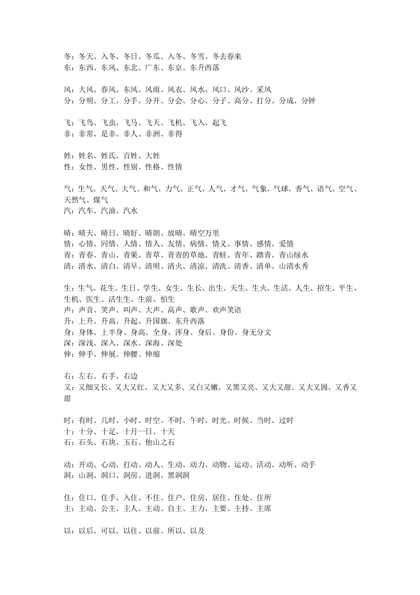 【小学语文】部编版一年级下册同音字、音近字扩词汇总