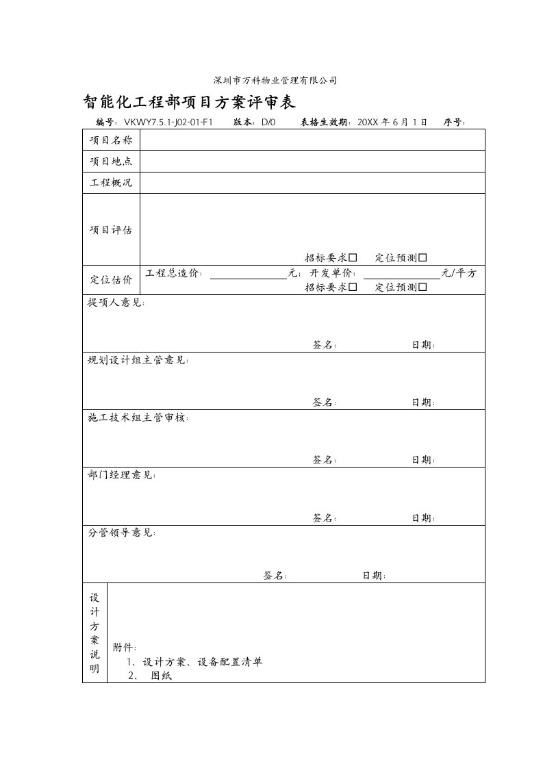 能源化工-751J0201F1智能化工程部项目方案评审表