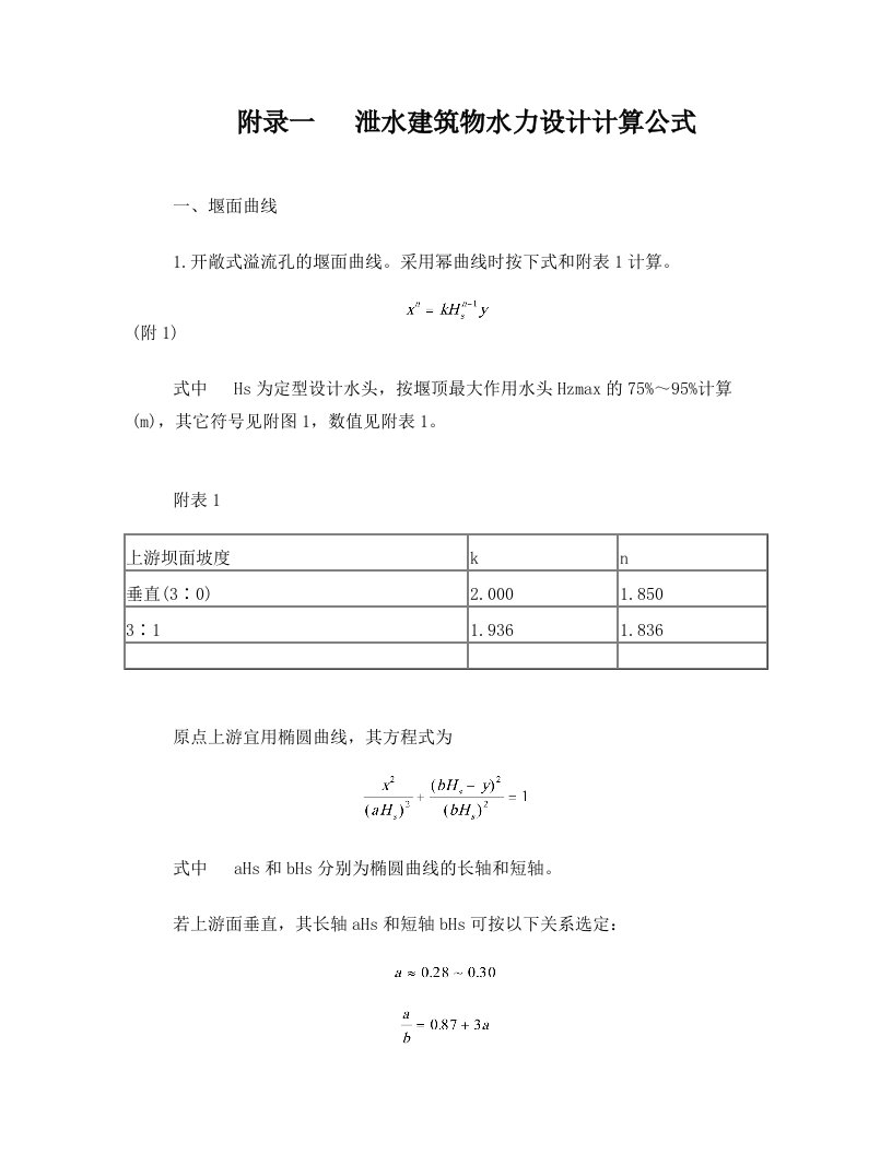 附录一++泄水建筑物水力设计计算公式