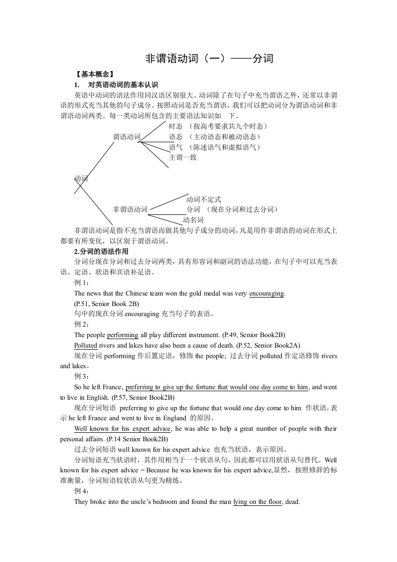 高三英语第一轮语法复习教案-非谓语动词