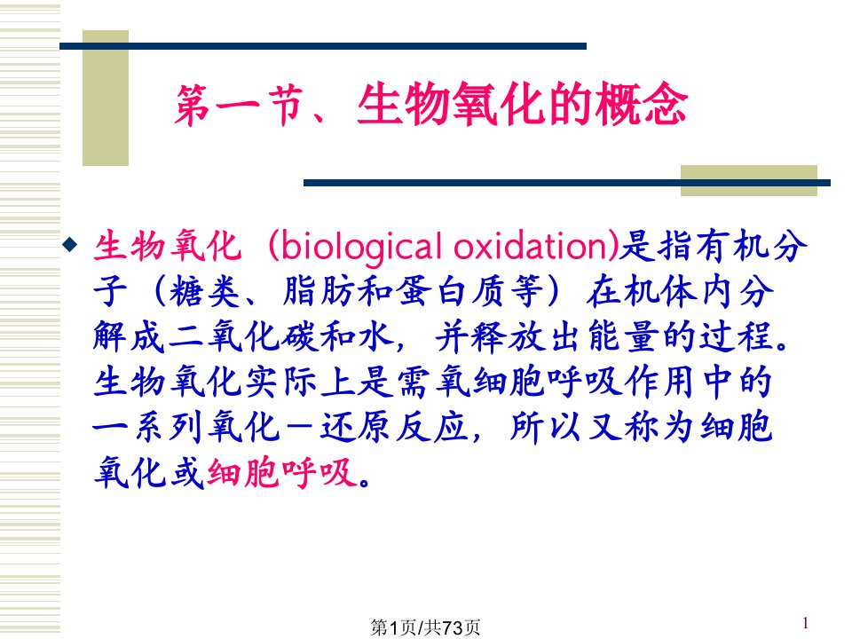 生物氧化与电子传递与氧化磷酸化课件