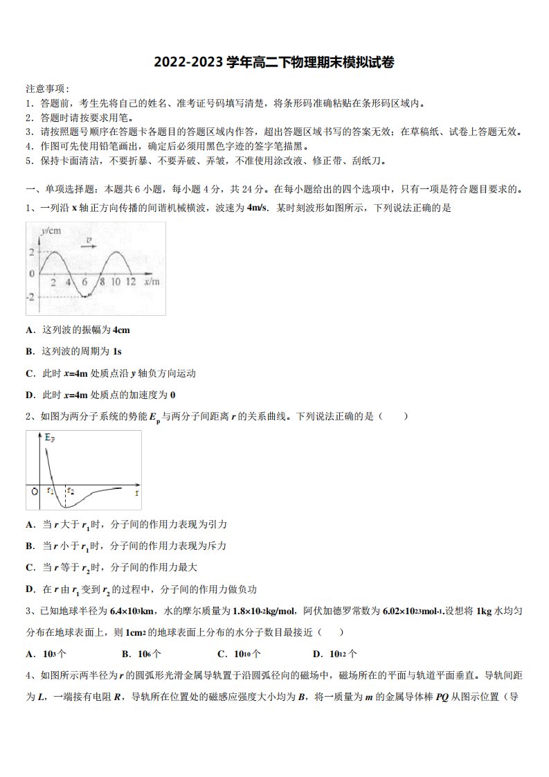 新课标全国卷2023年物理高二第二学期期末经典试题含解析