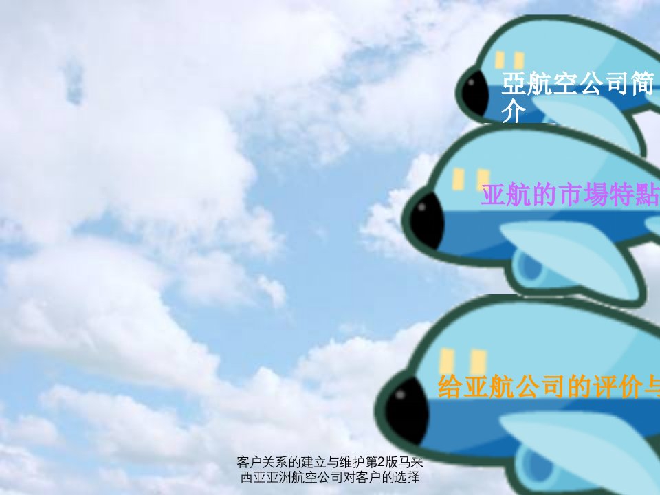 客户关系的建立与维护第2版马来西亚亚洲航空公司对客户的选择