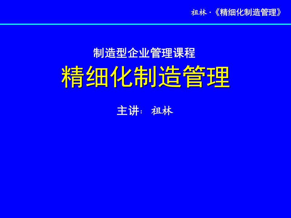 祖林精细化制造管理讲义