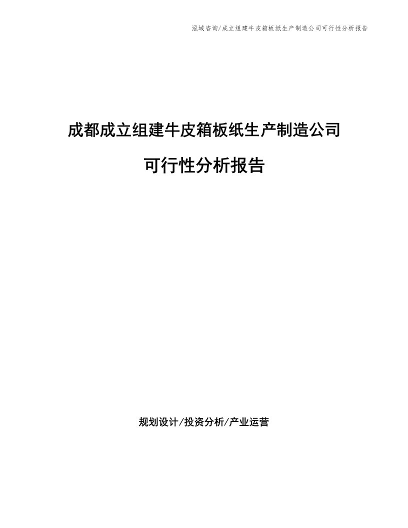 成都成立组建牛皮箱板纸生产制造公司可行性分析报告（参考模板）