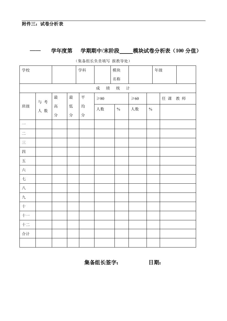 教学档案表格