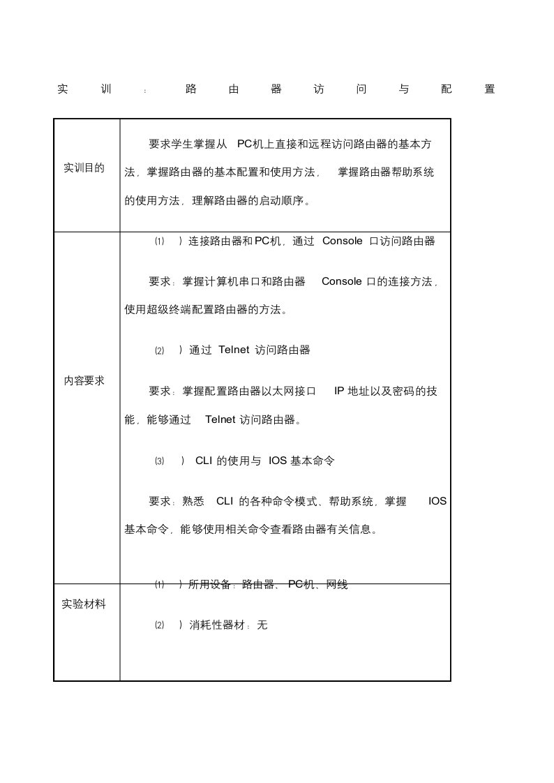 单元实训路由器访问与配置