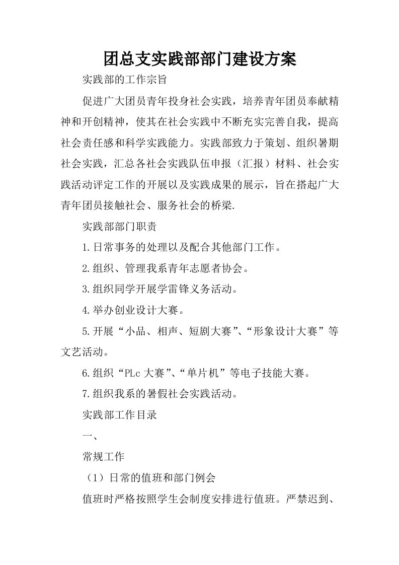 团总支实践部部门建设方案.docx