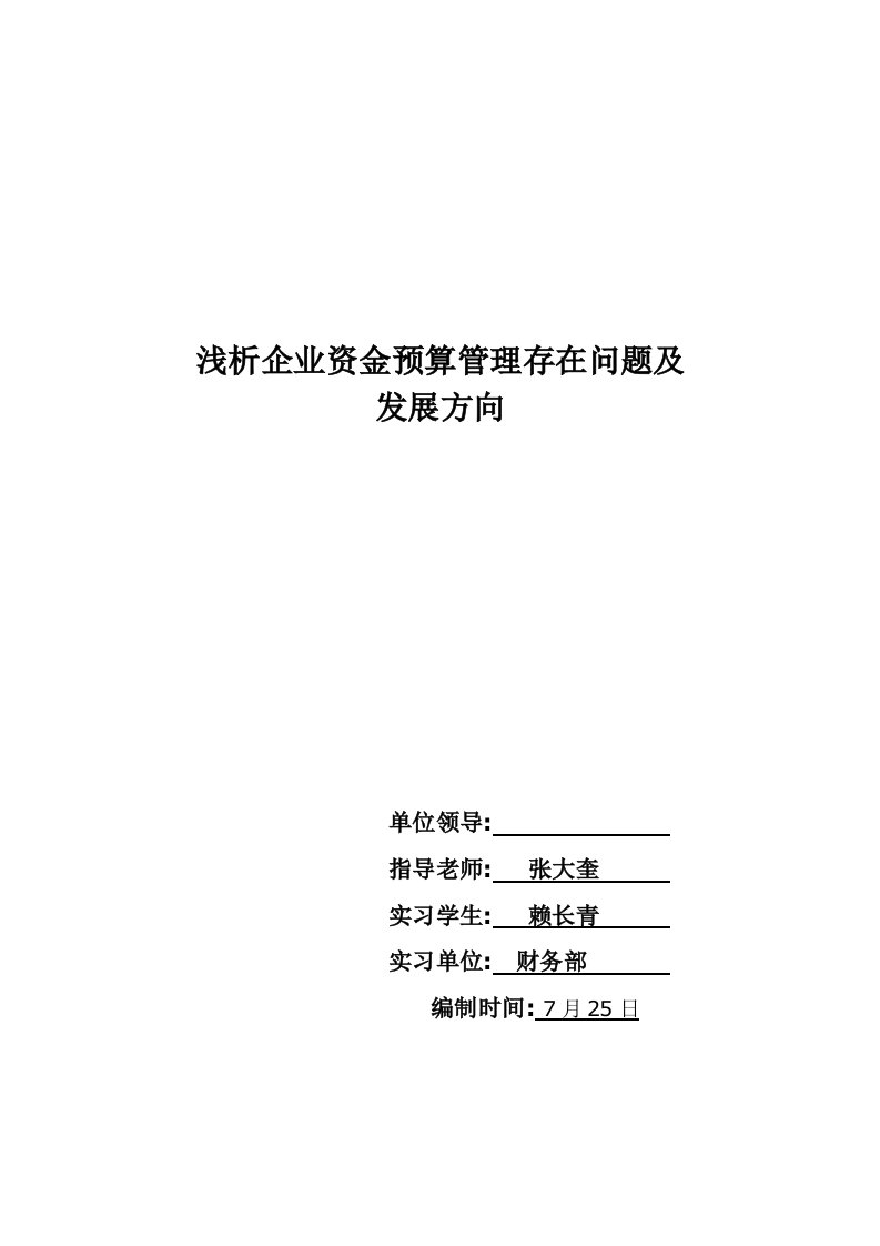 浅析设计院资金预算管理存在的问题及发展方向修改3样稿