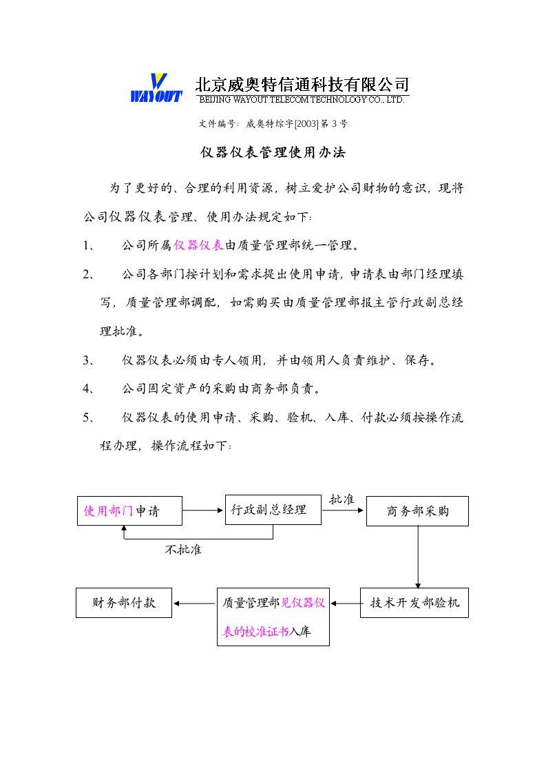 仪器仪表管理办法