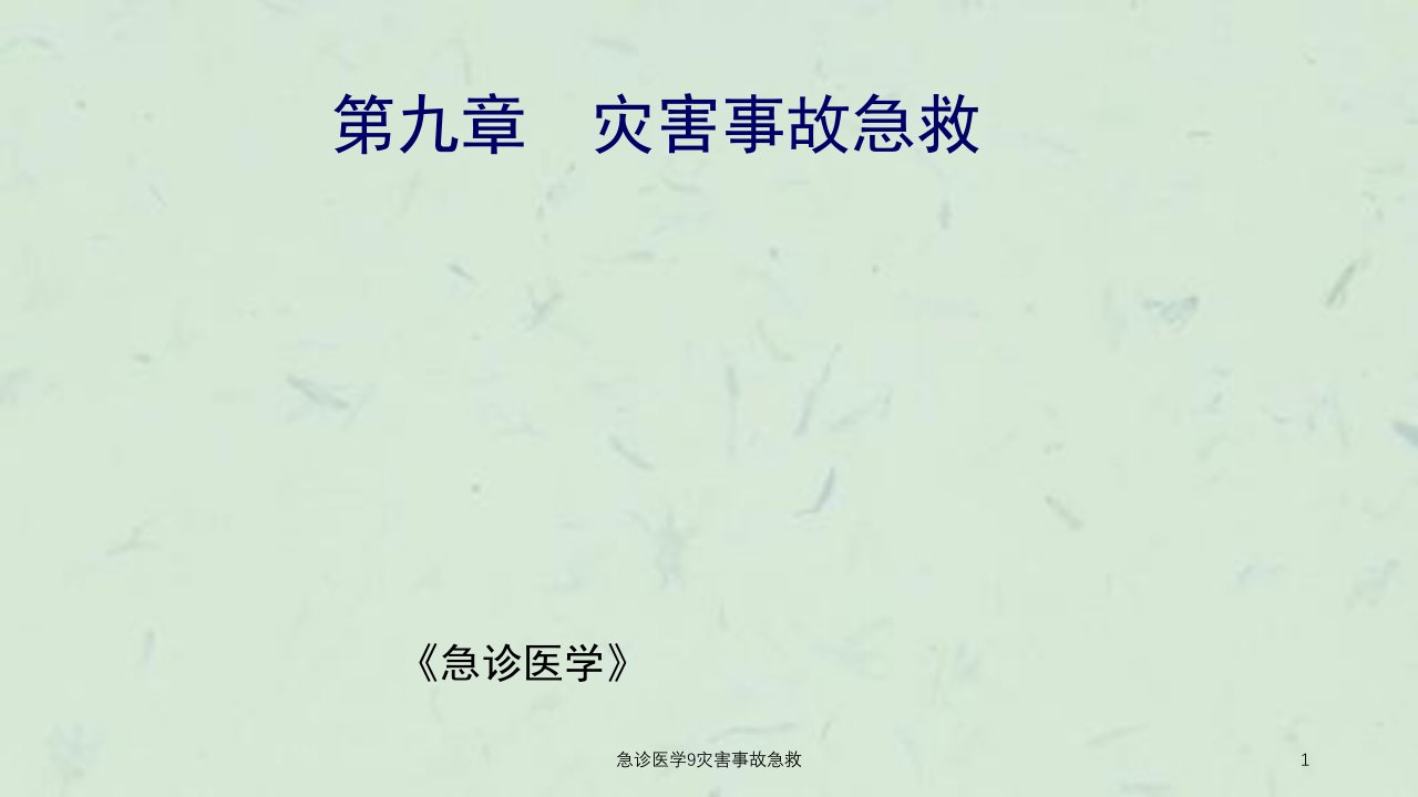 急诊医学9灾害事故急救课件