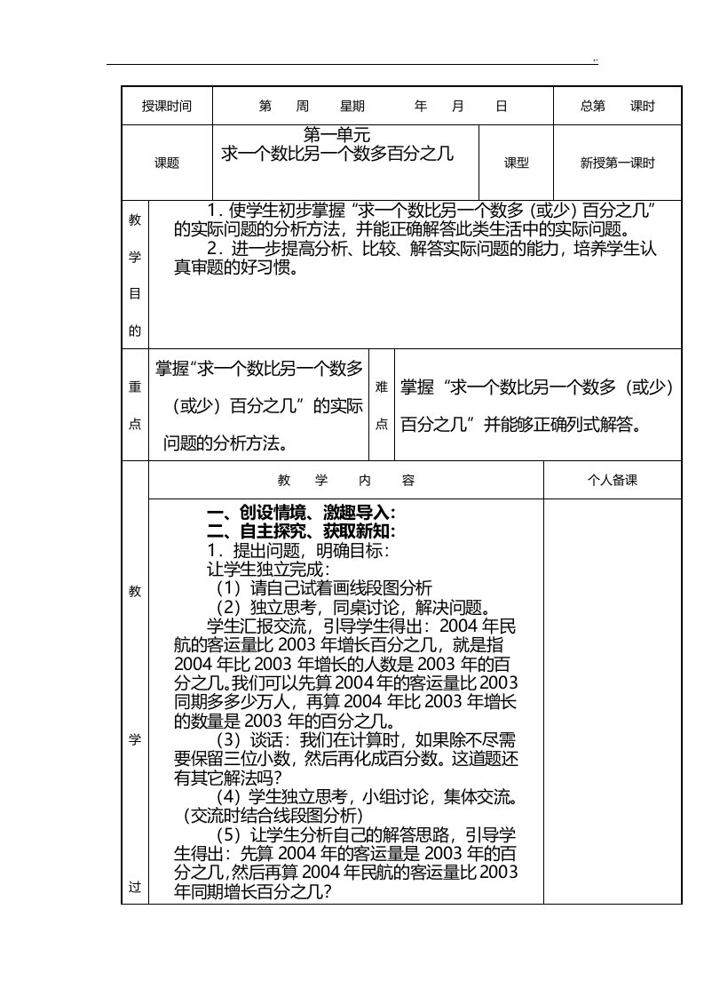 青岛版六年级下册数学全册课程教案