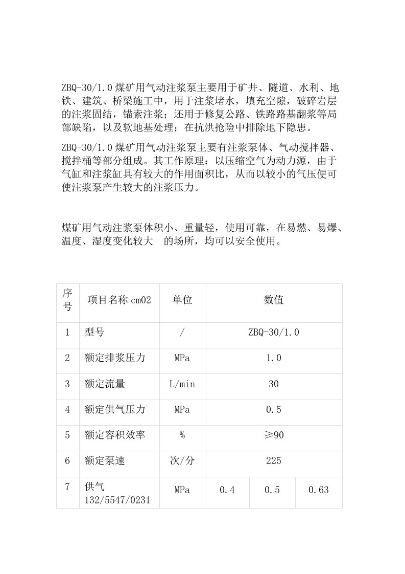 ZBQ-301.0型煤矿用气动注浆泵