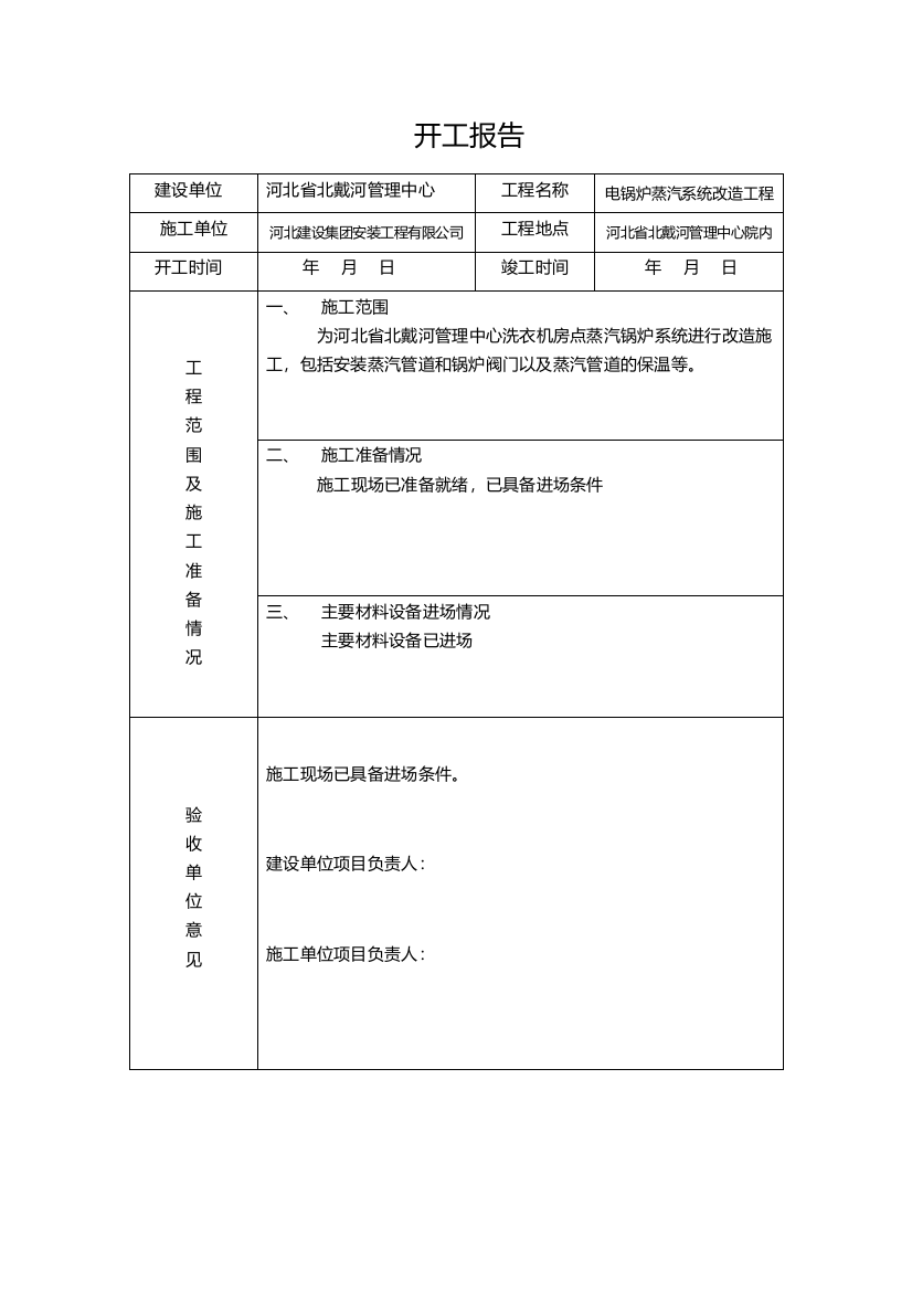 (完整word版)开工报告