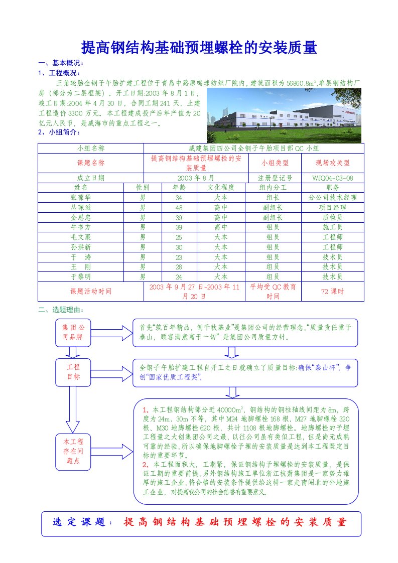 提高钢结构基础预埋螺栓的安装质量