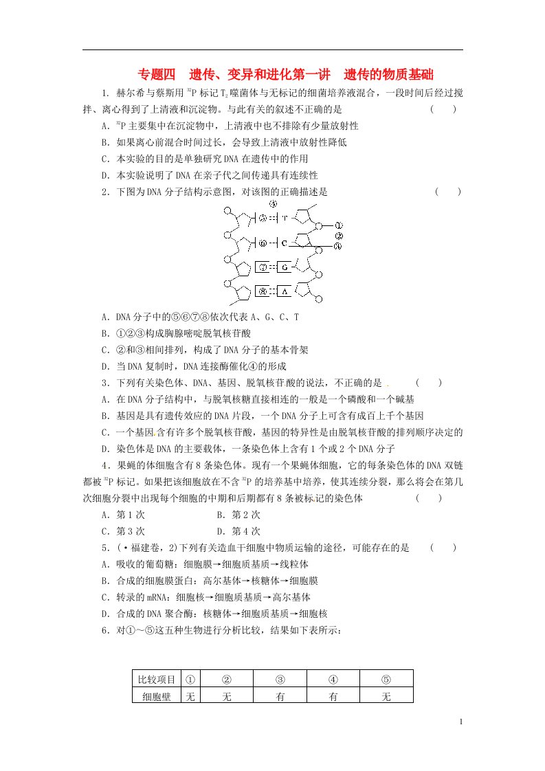 高三生物二轮测试题