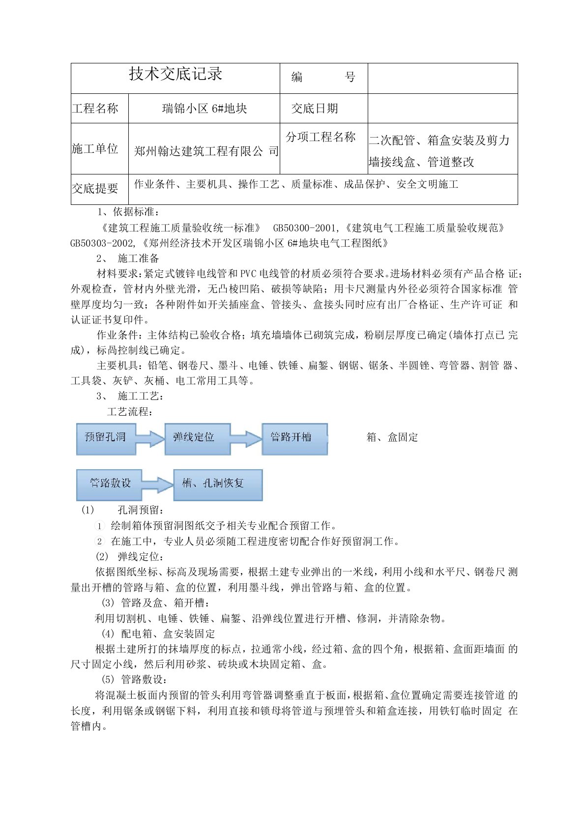 电气二次配管(pvc管)技术交底