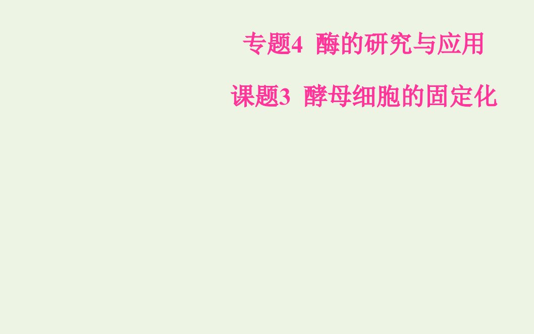 高中生物专题4酶的研究与应用课题3酵母细胞的固定化课件新人教版选修1