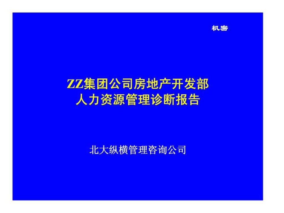 ZZ集团公司房地产开发部人力资源管理诊断报告