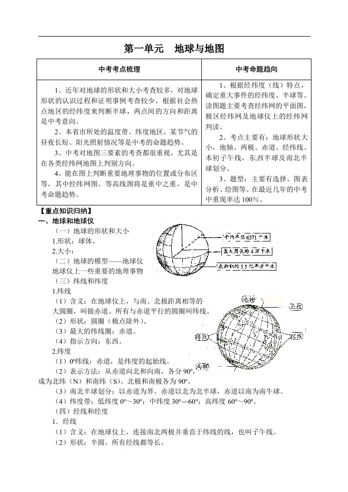 初中九年级地理